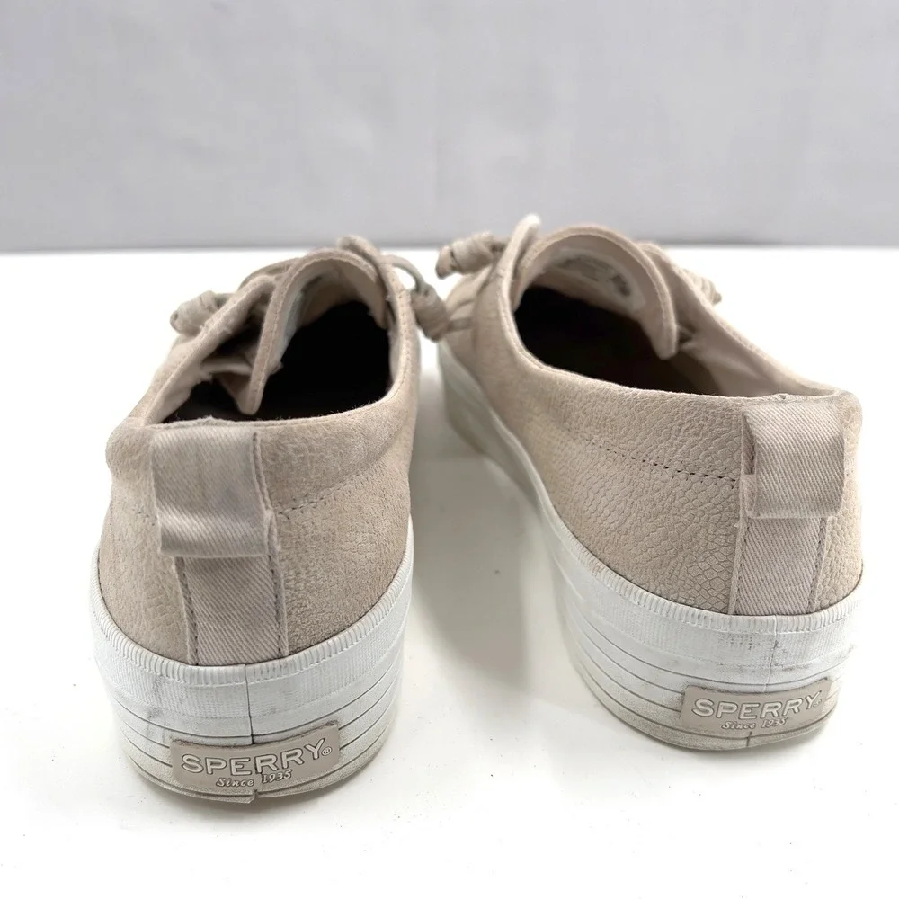 Sperry Women's Platform Sneakers Tan Suede Lace Up Shoes STS85962 Size 10‎